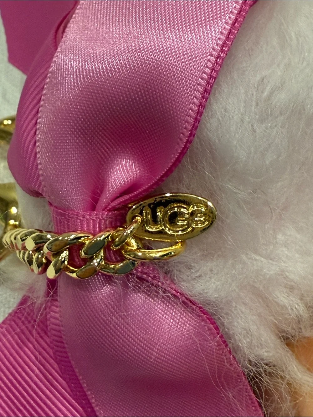 UGG Pink Holiday Gift Bow Key Chain Fob Ring